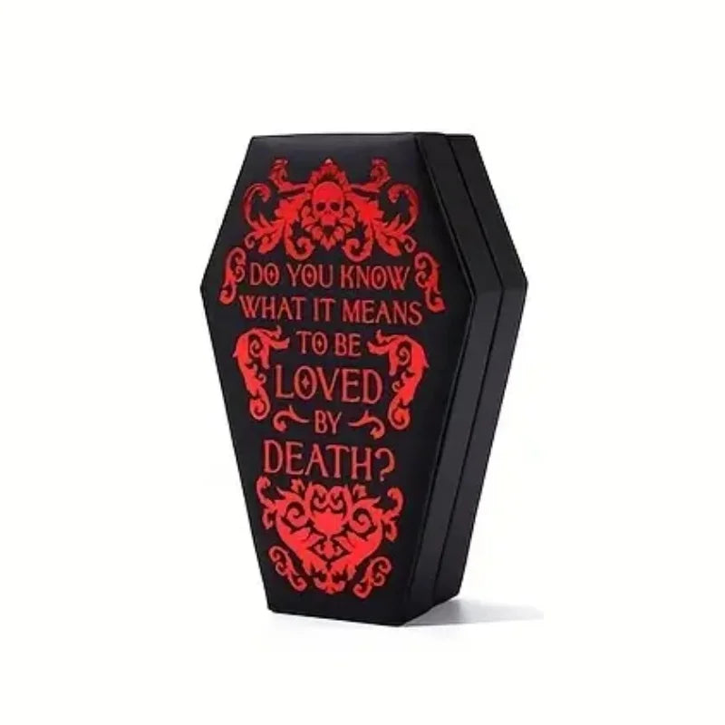 Gothic Coffin Jewelry Box PU Leather Velvet Lined Organizer for Rings Earrings Necklaces Halloween Gift