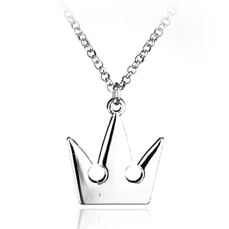 Kingdom Hearts Sora Key Blade Chain Pendant Necklace - Crown Charm Choker for Cosplay & Gaming Fans