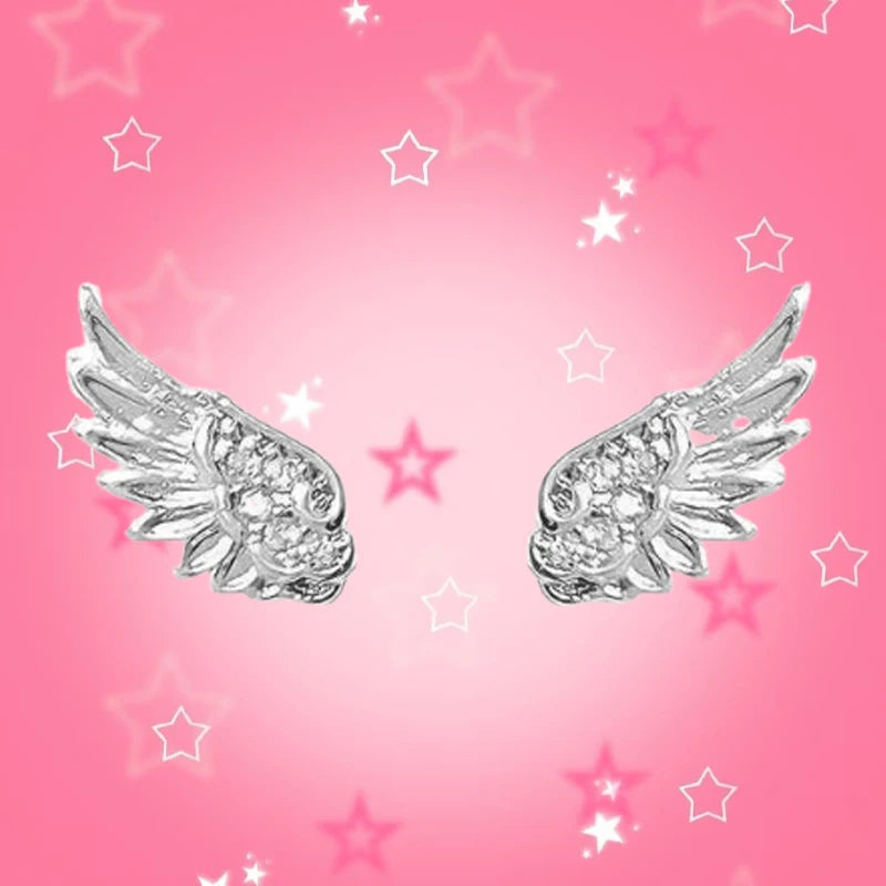 Wing Design Stackable Ear Studs for Women - Y2K Punk Gothic Cross Piercing Earrings