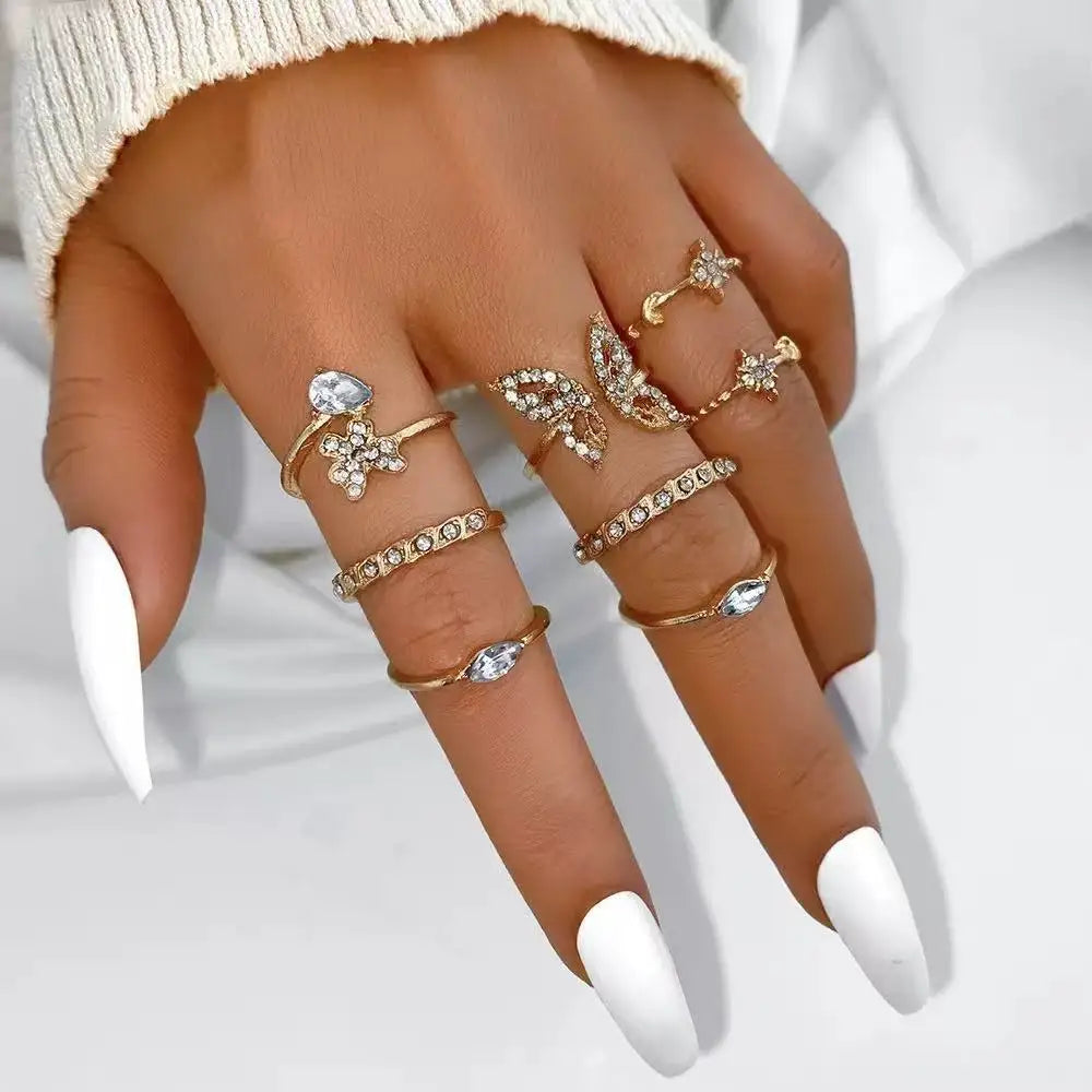 Retro Gothic Women’s Rings Set – 21 Piece Vintage Silver Stackable Knuckle Rings