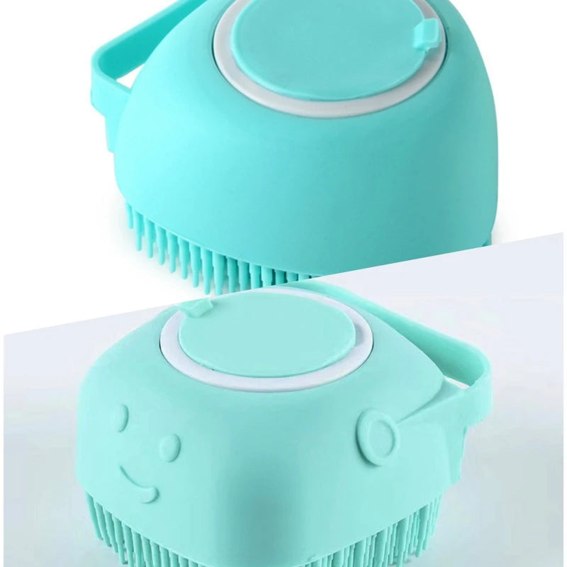 Soft Silicone Dog Bathing Brush - Pet Massage Shampoo Dispenser Grooming Tool