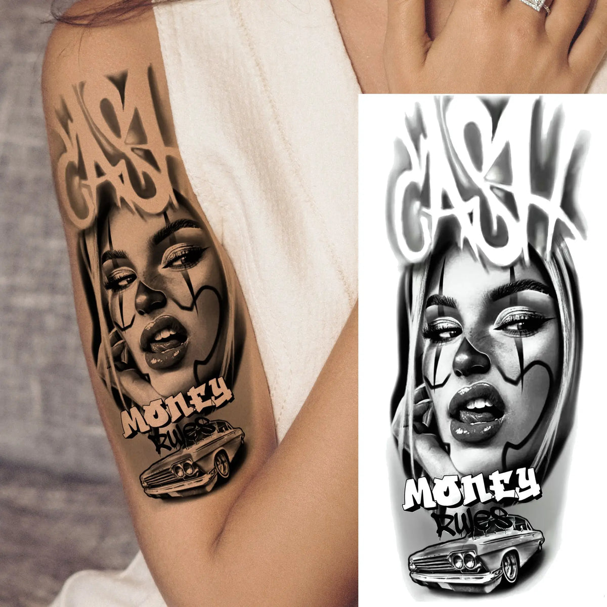 Full Arm Temporary Tattoo Sleeve, Waterproof Realistic Fake Tattoos for Men and Women