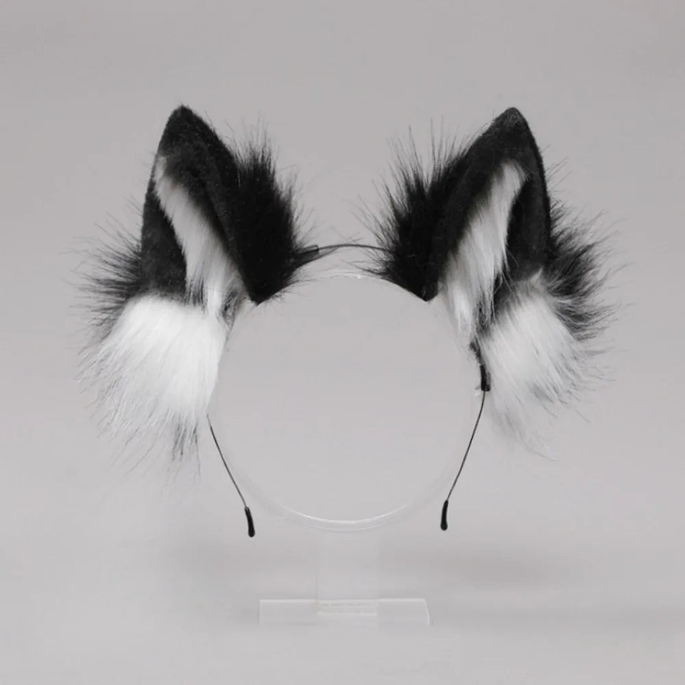Lolita Cat Ears Headband - Plush Fluffy Animal Ear Hair Hoop for Cosplay