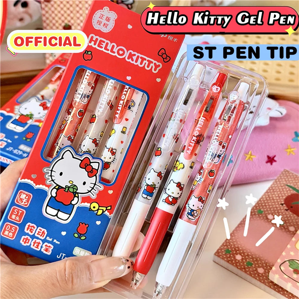 Sanrio Gel Pens 3-Pack – Kawaii Hello Kitty, Kuromi & Cinnamoroll 0.5mm Black Ink Pens