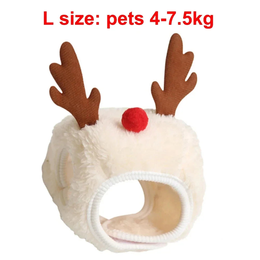 Christmas Pet Reindeer Antler Hat Costume Set - Bandana Bib Scarf for Dogs & Cats