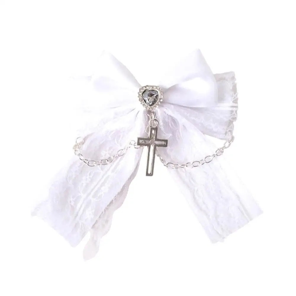 Gothic Lolita Lace Bow Hair Clips – Y2K Cute Ponytail Hairpins & Ita Bag Decoration for Girls