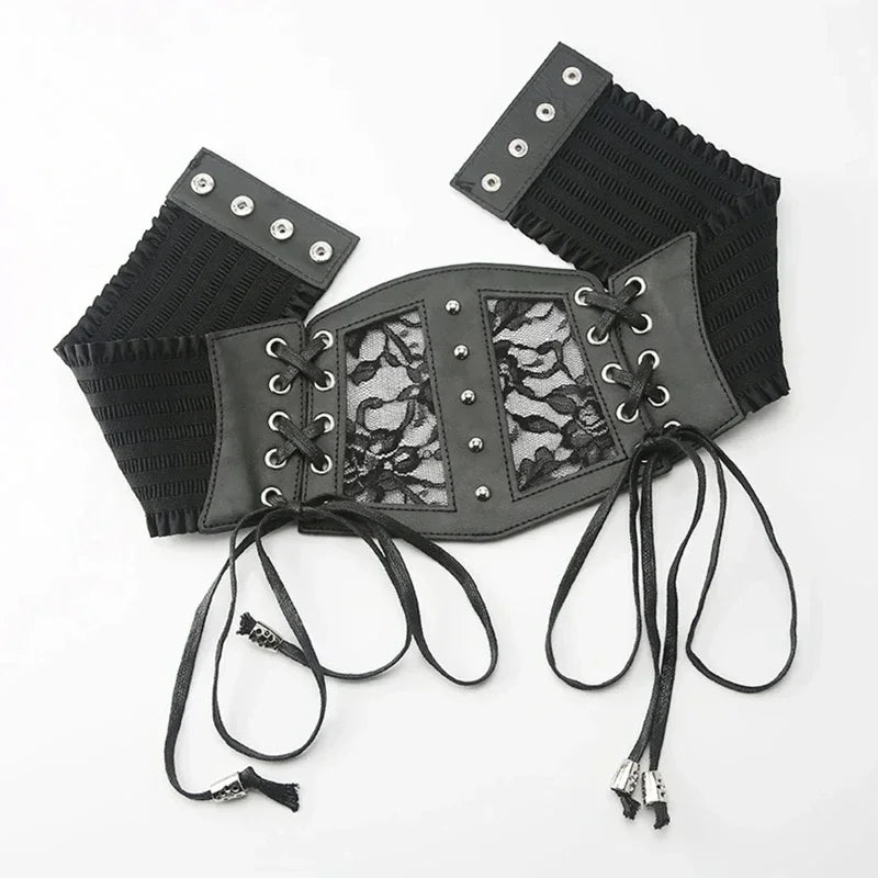 Retro Lace Corset Belt – Goth Punk Elastic Pin Buckle Dress Girdle