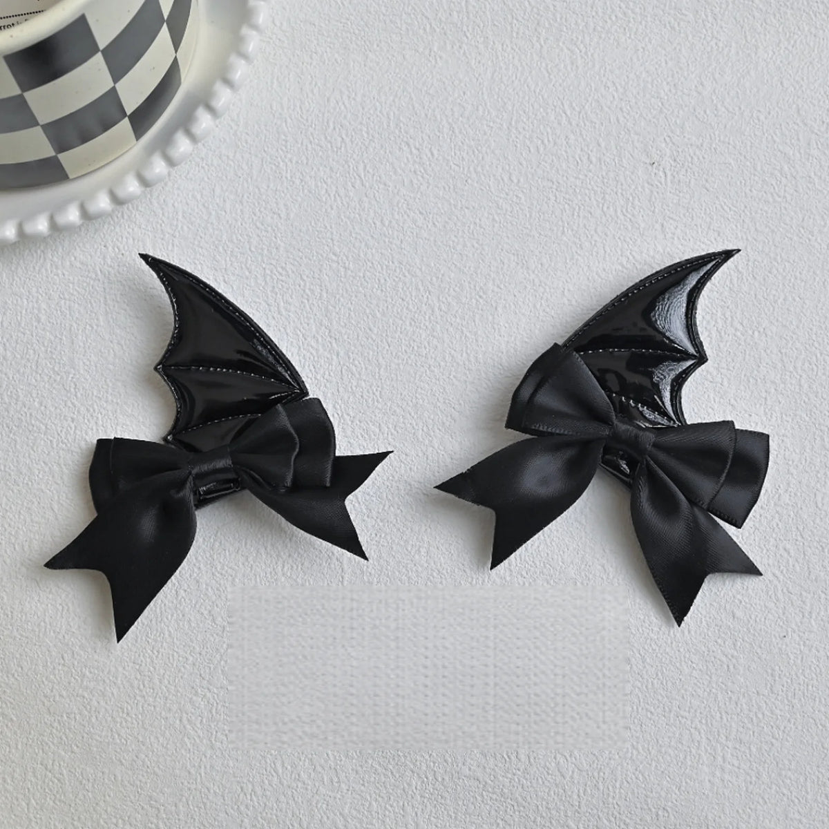 Halloween Devil Horn Bow Hair Clips Gothic Red Black Bat Wing Hairpins Cosplay Set