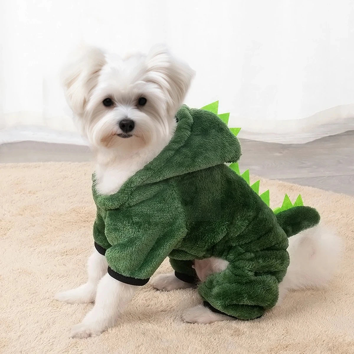 Dinosaur Fleece Hoodie for Cats & Small Dogs – Halloween Costume Warm Winter Coat