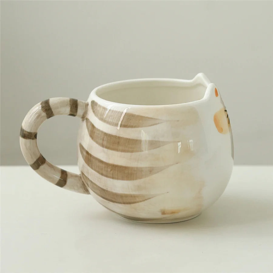 Cute Ceramic Cat Mug – 380ml Cat Shaped Coffee, Milk & Water Cup, Kawaii Kitten Gift for Cat Lovers