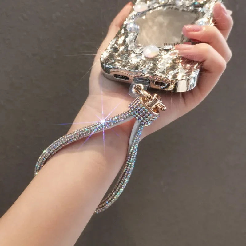 Rhinestone Phone Lanyard – Bling Crystal Wrist Strap & Phone Charm Chain for Women