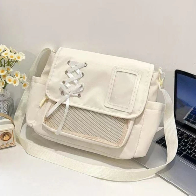Y2K Transparent School Itabag – Japanese Harajuku Crossbody Shoulder Bag for Girls