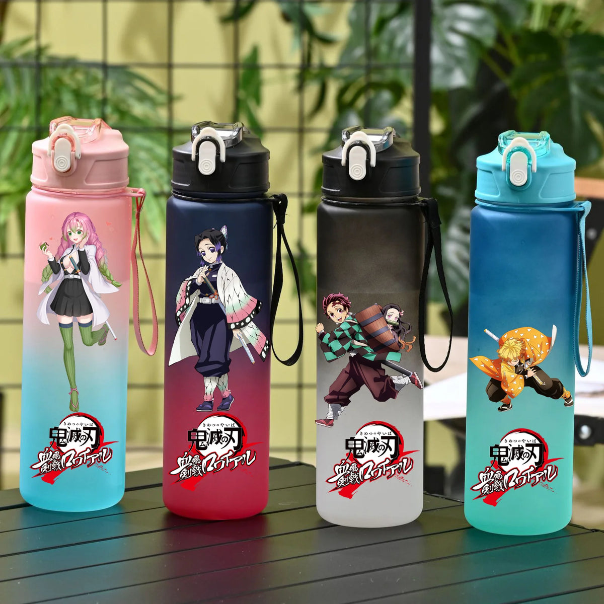 800ml Demon Slayer Water Bottle with Straw, Tanjiro Nezuko Anime Sports Cup