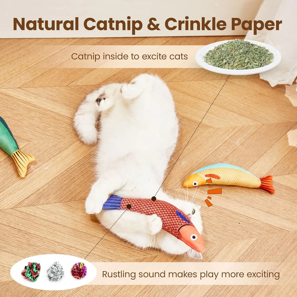 Fish Shape Catnip Cat Toy Plush Teeth Grinding Interactive Kitten Chew Toy