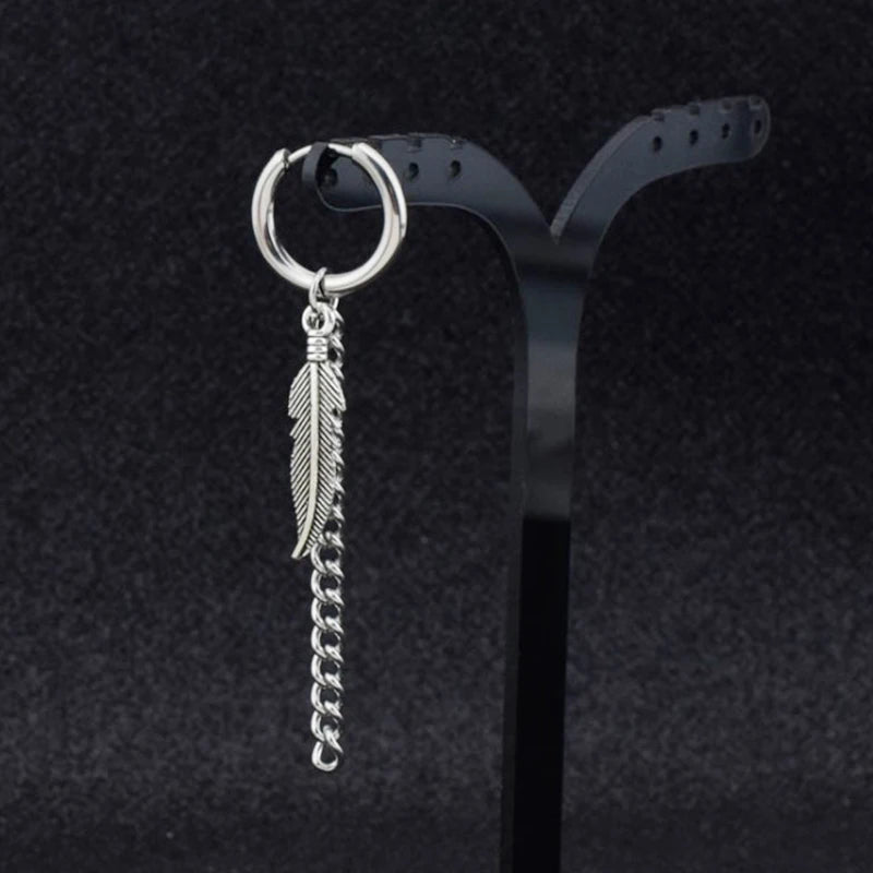 Punk Gothic Stainless Steel Drop Earrings Studs for Women Men - Hip Hop Rock Ear Jewelry