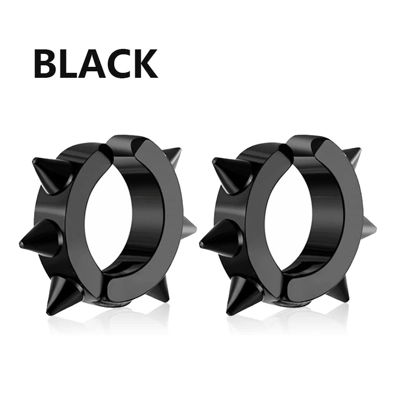 Punk Spiky Thorn Stud Earrings, Stainless Steel Gothic Unisex Jewelry