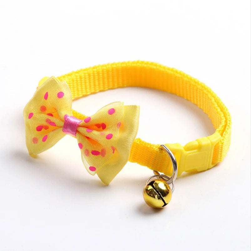 Cute Bow Dog and Cat Collar Set with Bell - Soft Comfortable Pet Accessory