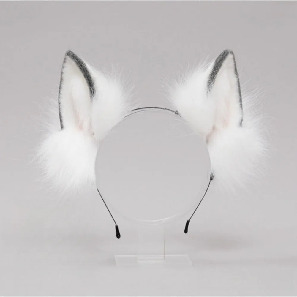 Lolita Cat Ears Headband - Plush Fluffy Animal Ear Hair Hoop for Cosplay
