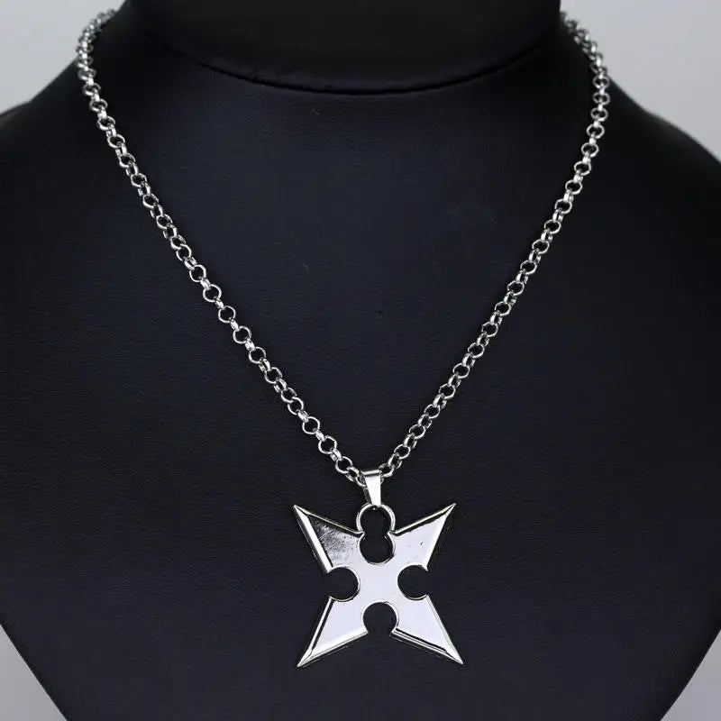 Kingdom Hearts Sora Key Blade Chain Pendant Necklace - Crown Charm Choker for Cosplay & Gaming Fans
