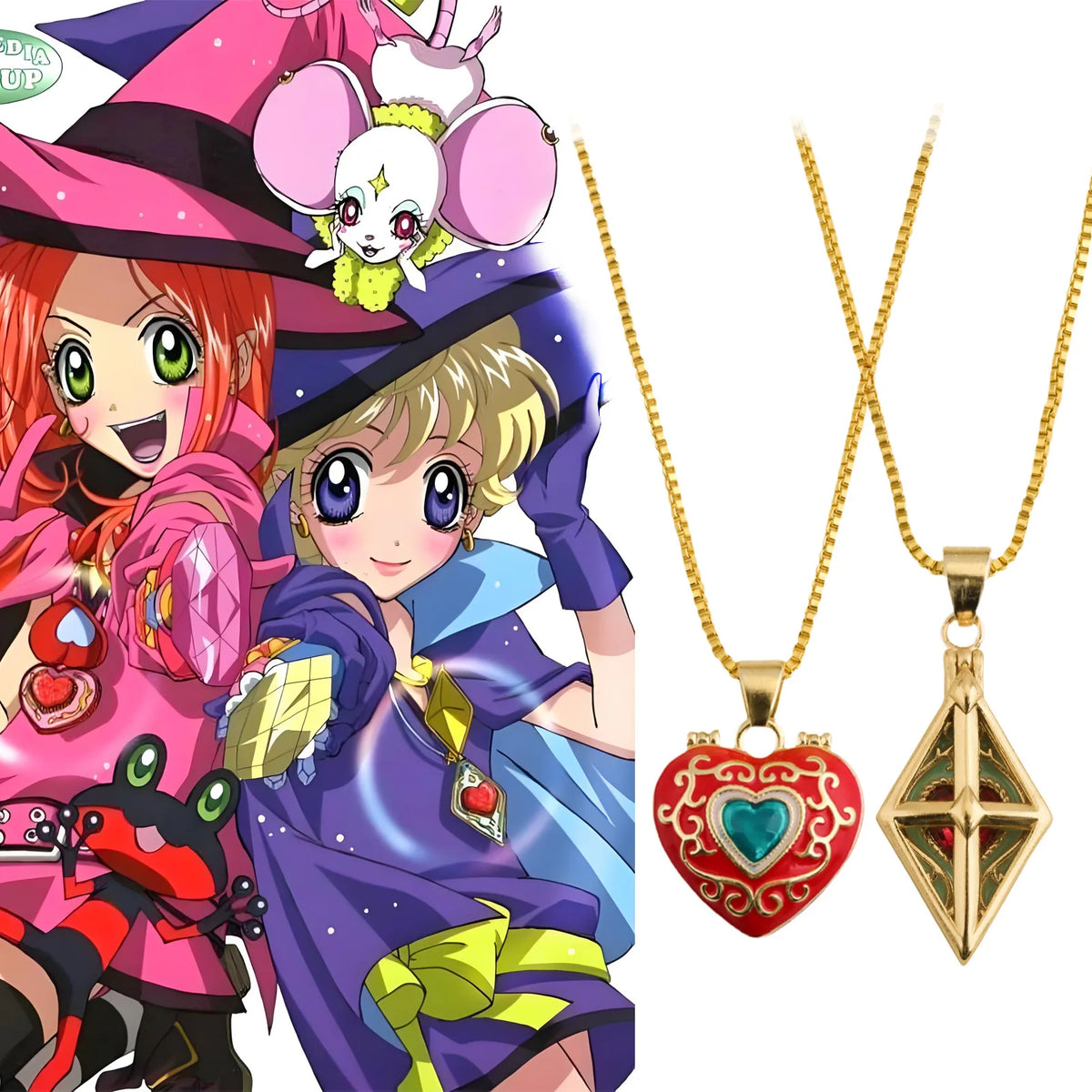 Sugar Sugar Rune Heart Necklace Open Heart Diamond Pendant Chocolat Vanilla Couple Anime Cosplay Gift