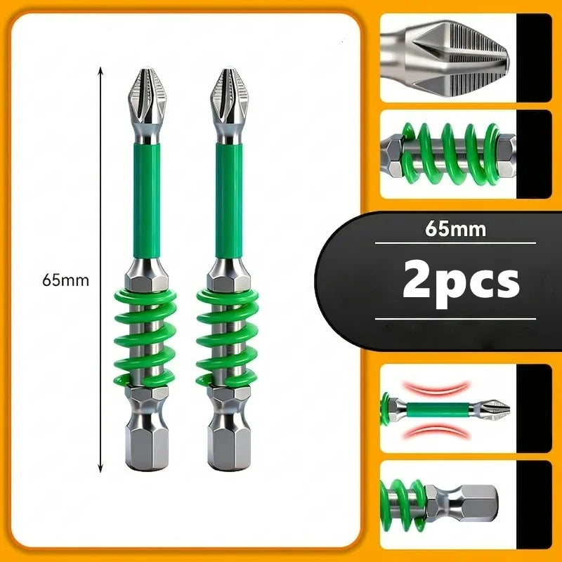 Spring Anti-Slip Screwdriver Bits – Serrated Tip Drill Bit Set for Stripped & Hard-to-Hold Screws