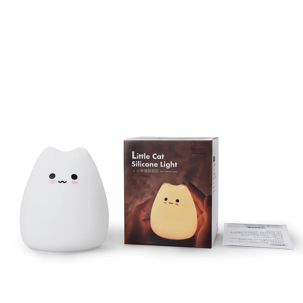 Soft Silicone Cat Night Light – 7-Color Touch Sensor LED Lamp for Kids & Baby Bedrooms