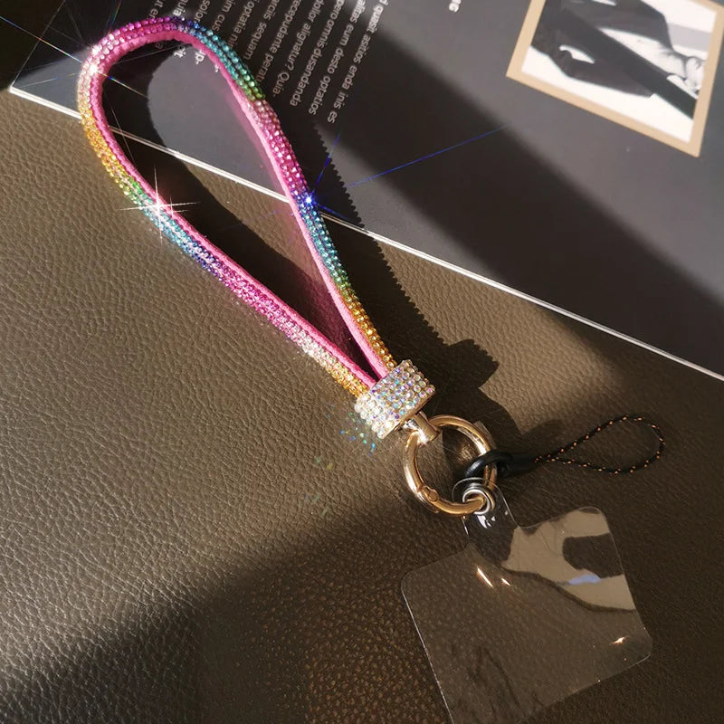 Rhinestone Phone Lanyard – Bling Crystal Wrist Strap & Phone Charm Chain for Women