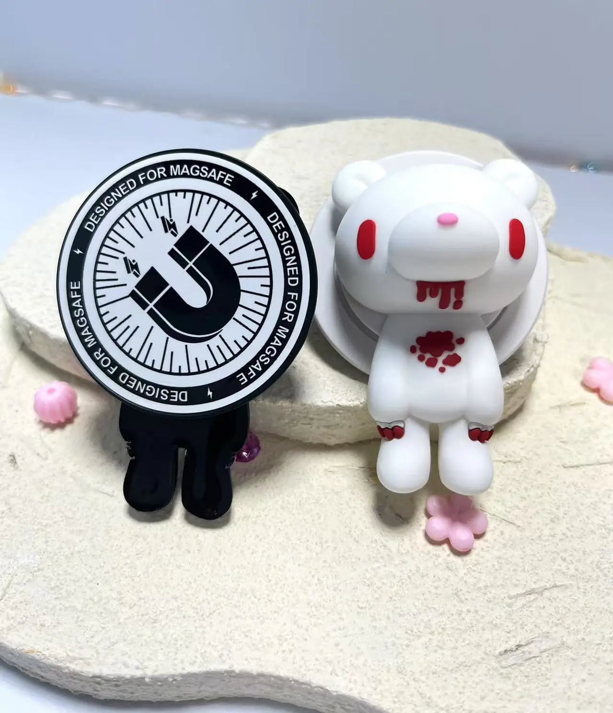 Gothic Bloody Bear Phone Grip and Stand, 360° Rotating Horror Design