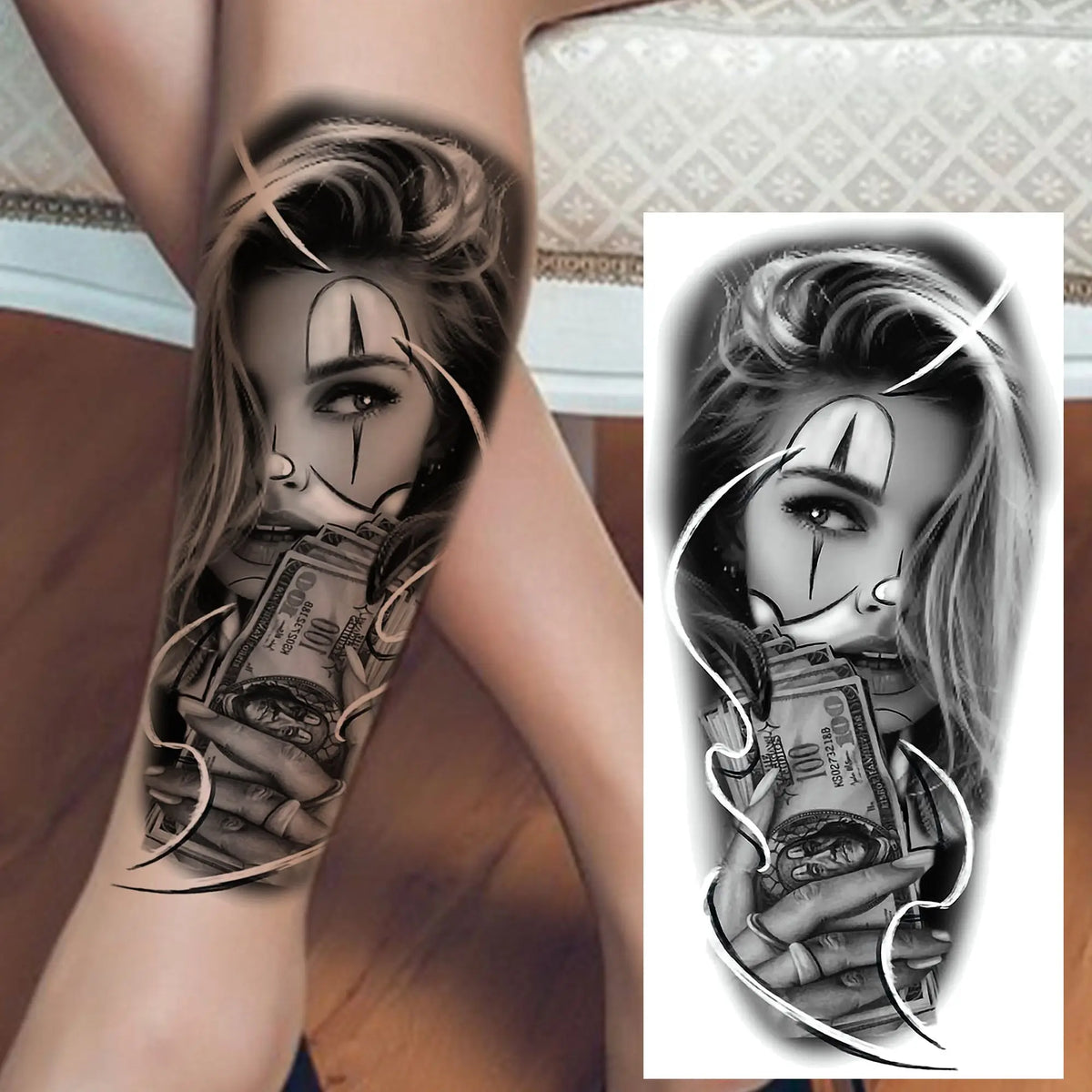 Full Arm Temporary Tattoo Sleeve, Waterproof Realistic Fake Tattoos for Men and Women