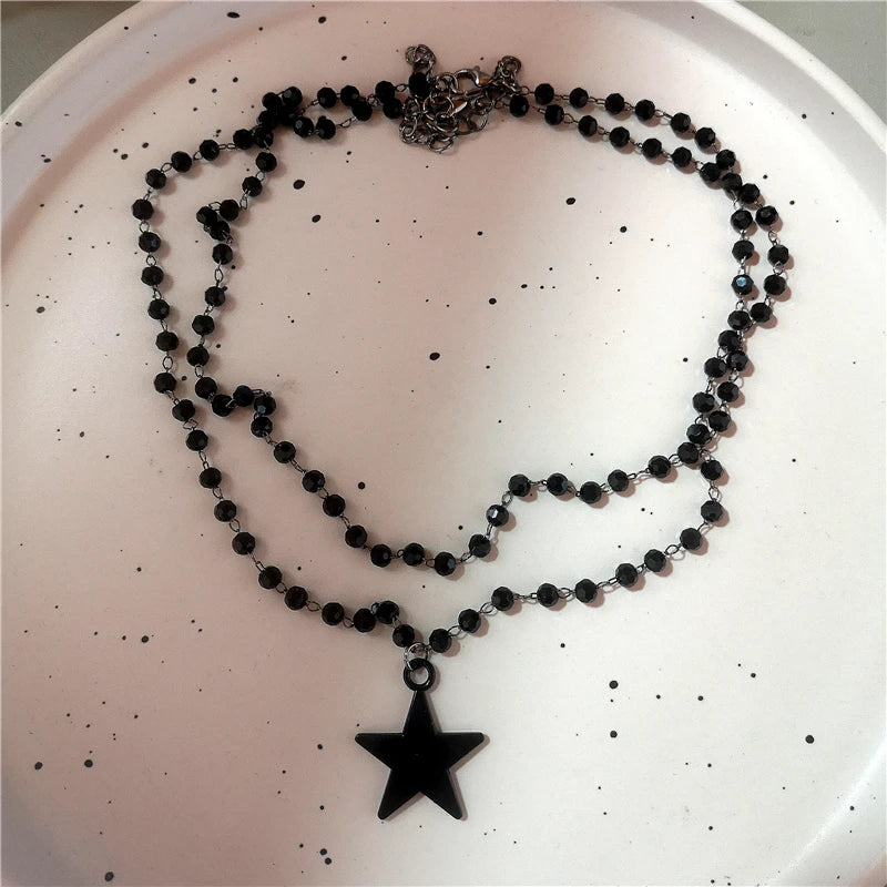 Gothic Red Butterfly Pendant Choker Necklace – Y2K Grunge Charm Jewelry with Star, Heart, Cross & Ghost Claw