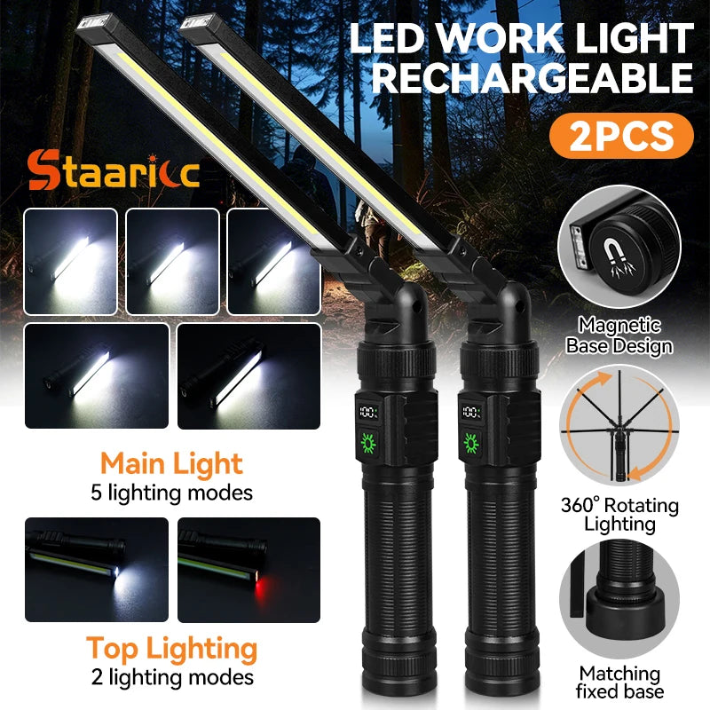 Magnetic Work Light, 1500 Lumen Rechargeable LED with 360° Rotation