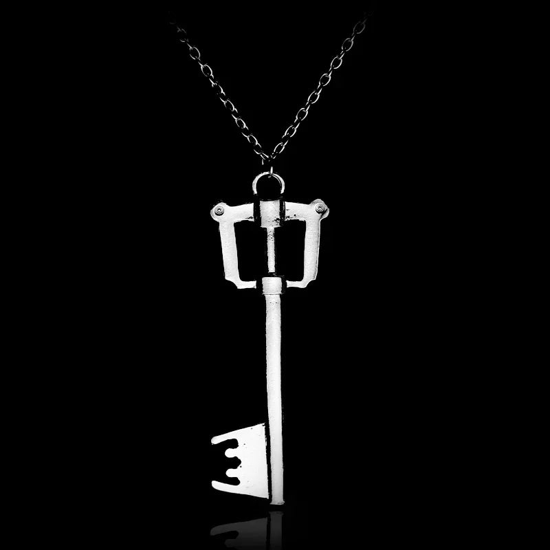 Kingdom Hearts Sora Key Blade Chain Pendant Necklace - Crown Charm Choker for Cosplay & Gaming Fans