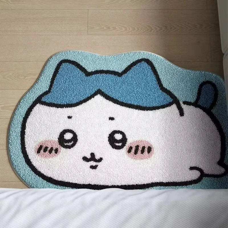 Hachiware Usagi Plush Floor Rug, Non-Slip Kawaii Anime Bathroom Carpet Decor