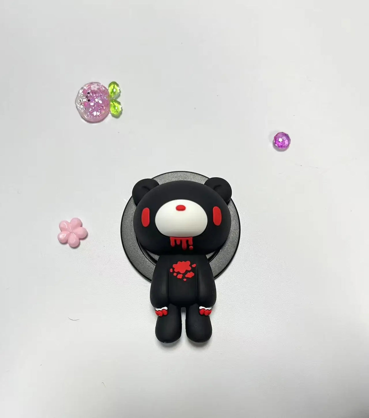 Gothic Bloody Bear Phone Grip and Stand, 360° Rotating Horror Design