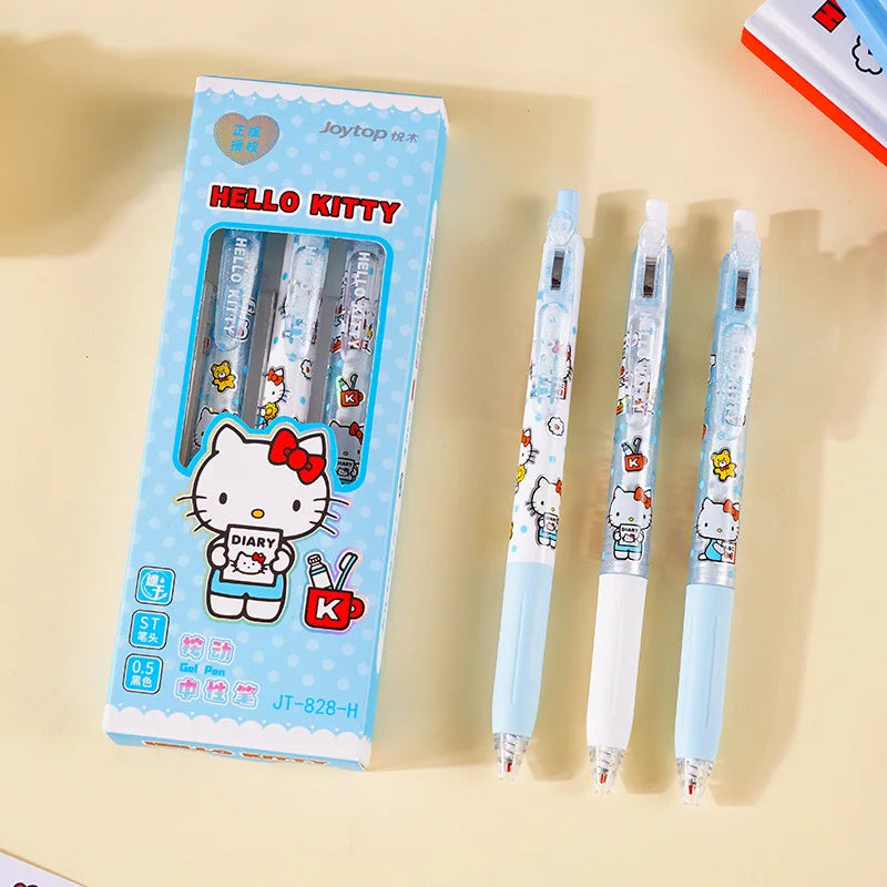 Sanrio Gel Pens 3-Pack – Kawaii Hello Kitty, Kuromi & Cinnamoroll 0.5mm Black Ink Pens