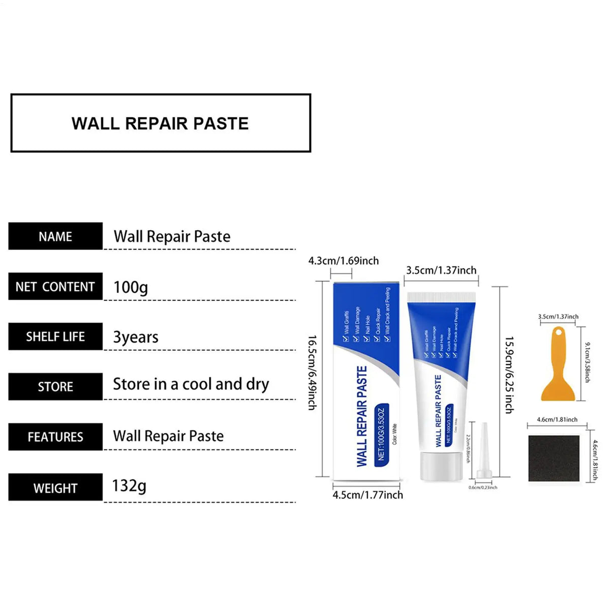 Wall Repair Paste Drywall Hole Filler Touch Up Kit