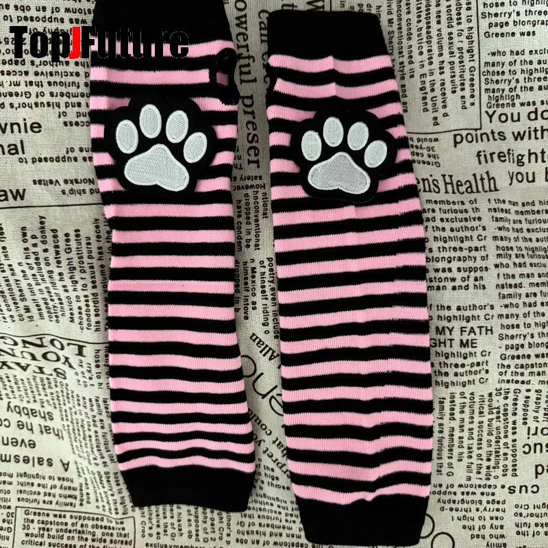 Gothic Lolita Cat's Paw Arm Warmers Y2K Harajuku Fingerless Punk Wristband