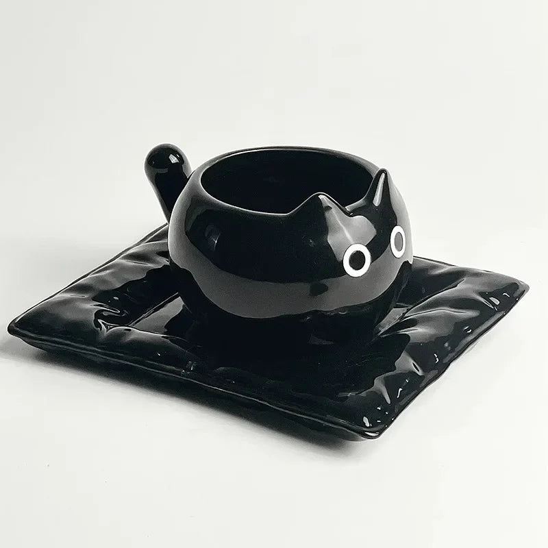 Ceramic Siamese Cat Coffee Mug – Cute Kitten Underglaze Cup for Coffee, Milk & Tea, Gift for Cat Lovers