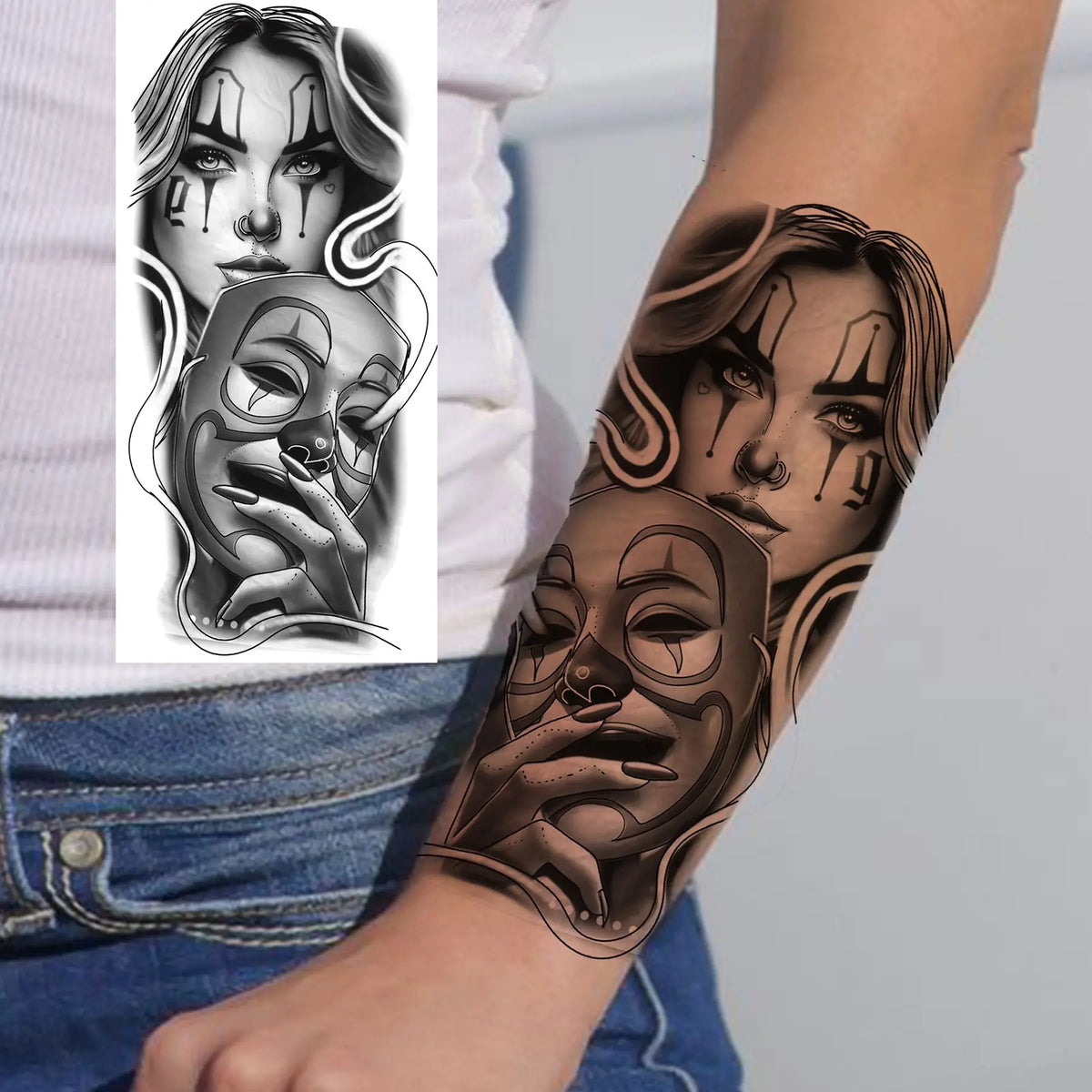 Full Arm Temporary Tattoo Sleeve, Waterproof Realistic Fake Tattoos for Men and Women