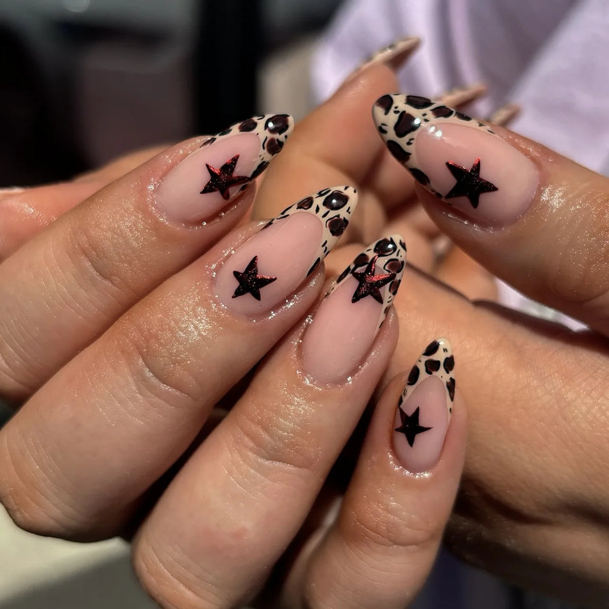 24Pcs Black Y2K Press On Nails, Diamond Butterfly Halloween Long Almond Tips