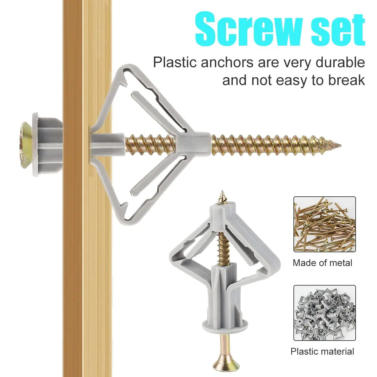 Plasterboard Expansion Screws with Plastic Toggle Anchors – Hollow Drywall Wall Plug Fixing Kit
