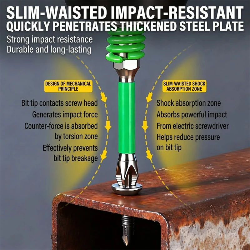 Spring Anti-Slip Screwdriver Bits – Serrated Tip Drill Bit Set for Stripped & Hard-to-Hold Screws