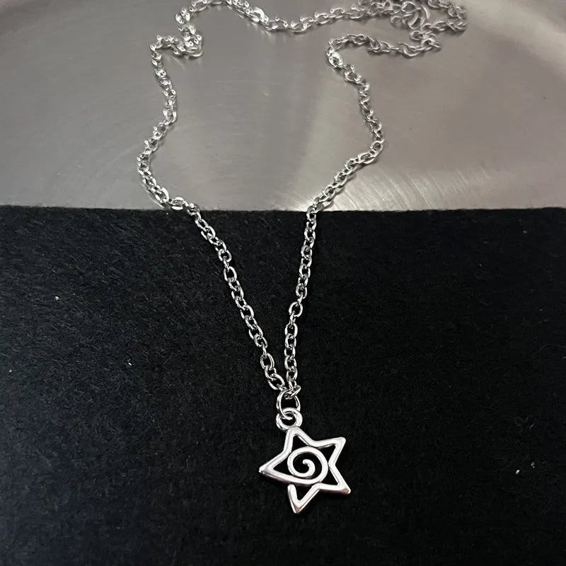Y2K Flail Fire Heart Teeth Pendant Necklace - Grunge Punk Charm