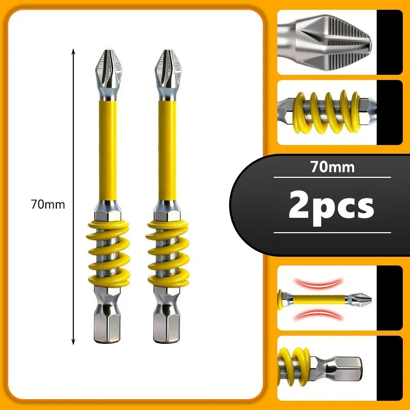 Spring Anti-Slip Screwdriver Bits – Serrated Tip Drill Bit Set for Stripped & Hard-to-Hold Screws