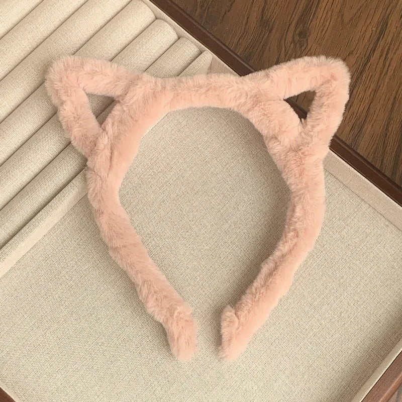 Plush Cat Ear Headband for Women & Girls – Kawaii Soft Cat Ears Hair Band, Cute Cosplay Hair Accessory