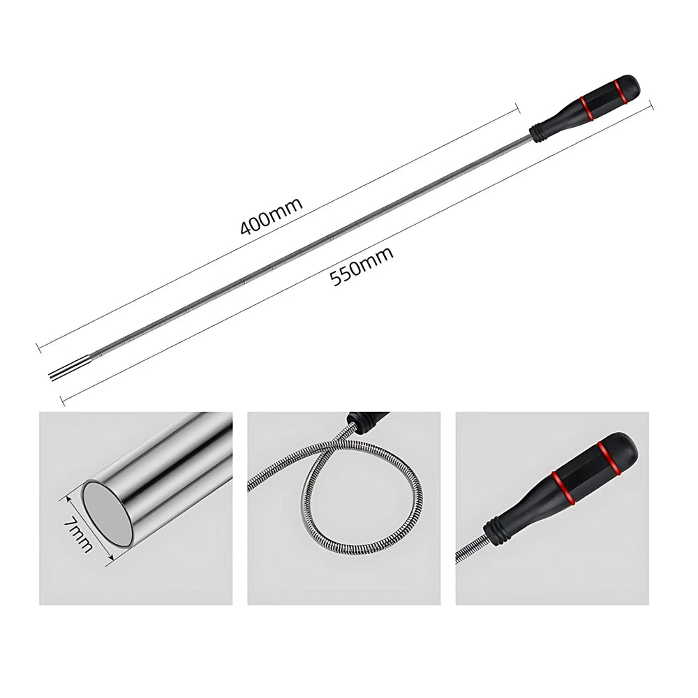 Telescoping Inspection Mirror with LED Light – 360° Swivel Mechanic Pickup Tool