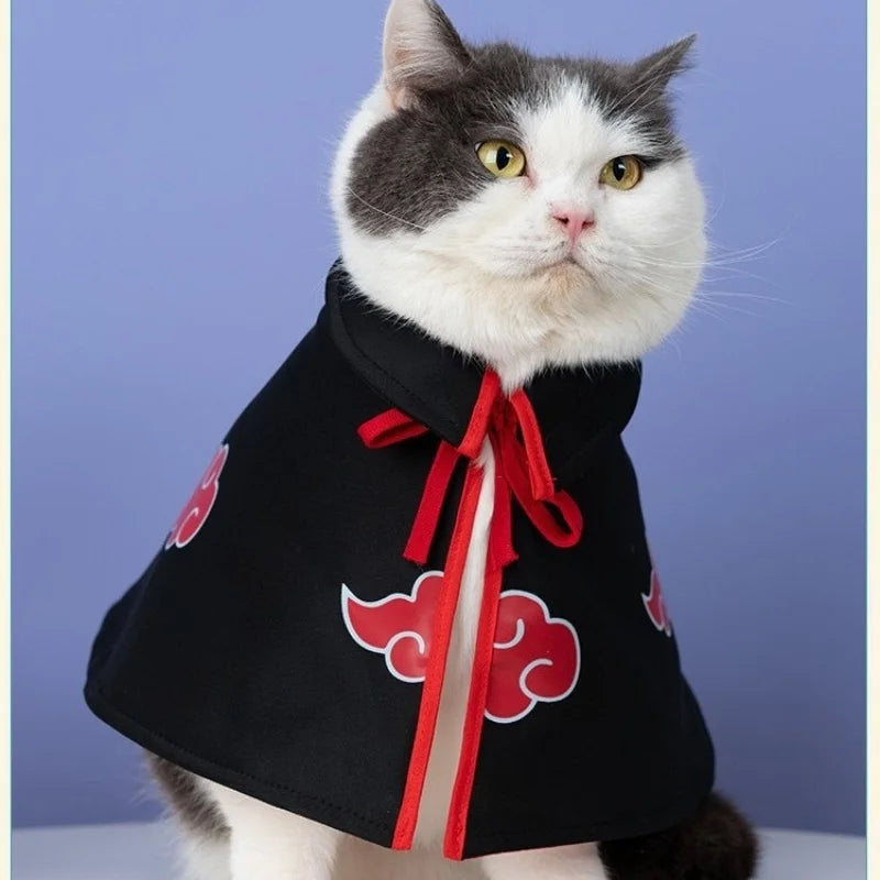 Anime Ninja Cloak Pet Costume – Akatsuki Cosplay Hoodie for Cats and Small Dogs