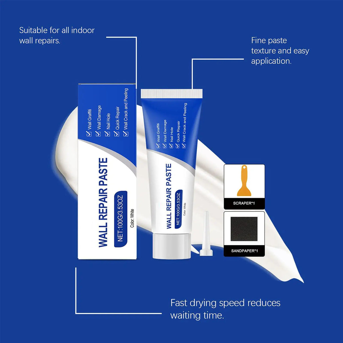 Wall Repair Paste Drywall Hole Filler Touch Up Kit