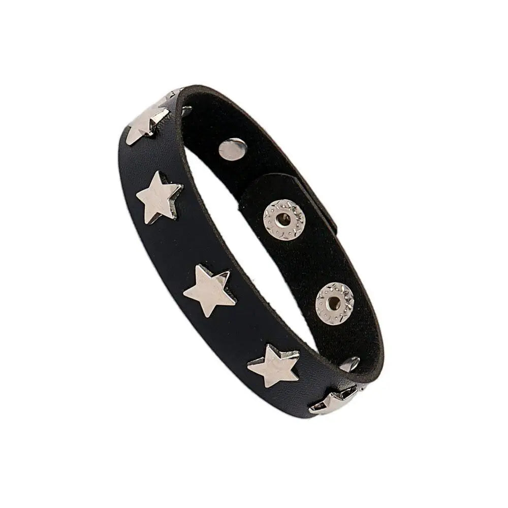 Punk Dark PU Leather Layered Wrap Bracelet for Women and Men – Gothic Chain Hip Hop Rock Jewelry