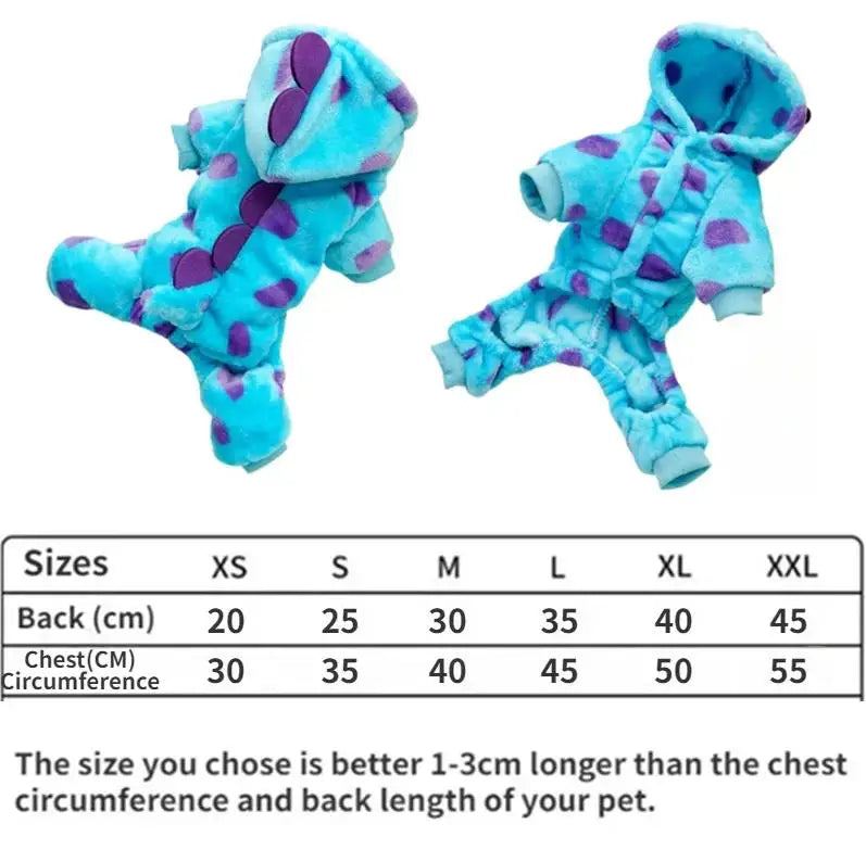 Dinosaur Pet Hoodie Costume for Cats & Small Dogs – Soft Warm Fleece Cosplay Outfit
